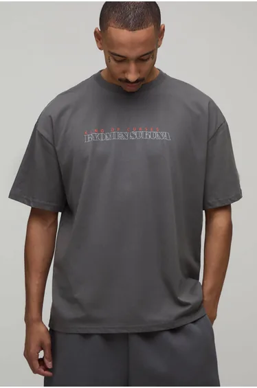 Sukuna Oversized License Print T-shirt - charcoal