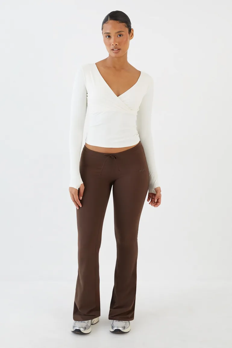 DSGN Studio Wrap Long Sleeve Top - cream