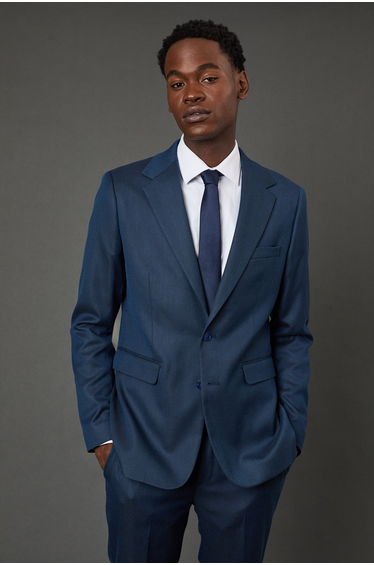 Navy Birdseye Stretch Slim Fit Suit Jacket