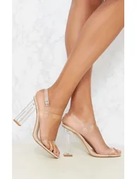 Clear Block Heel Strappy Sandal