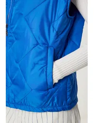 Women's Dark Blue Zippered Stand-Up Collar Puffer Vest - 5