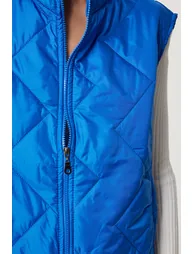 Women's Dark Blue Zippered Stand-Up Collar Puffer Vest - 4