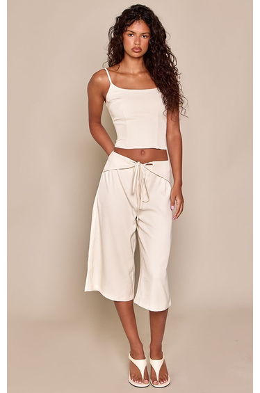Cream Woven Square Neck Boxy Cami Top Co-ord