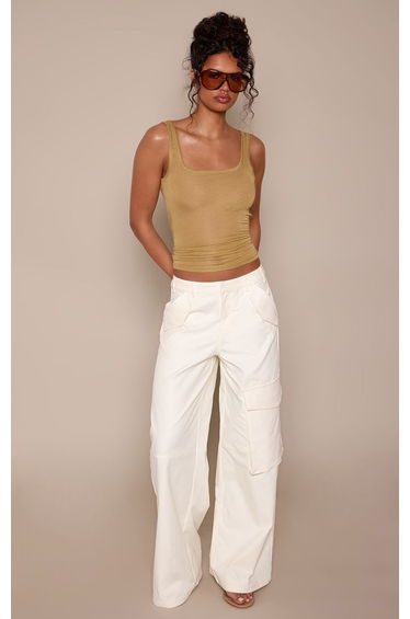 Cream Utility Detail Cargo Trousers