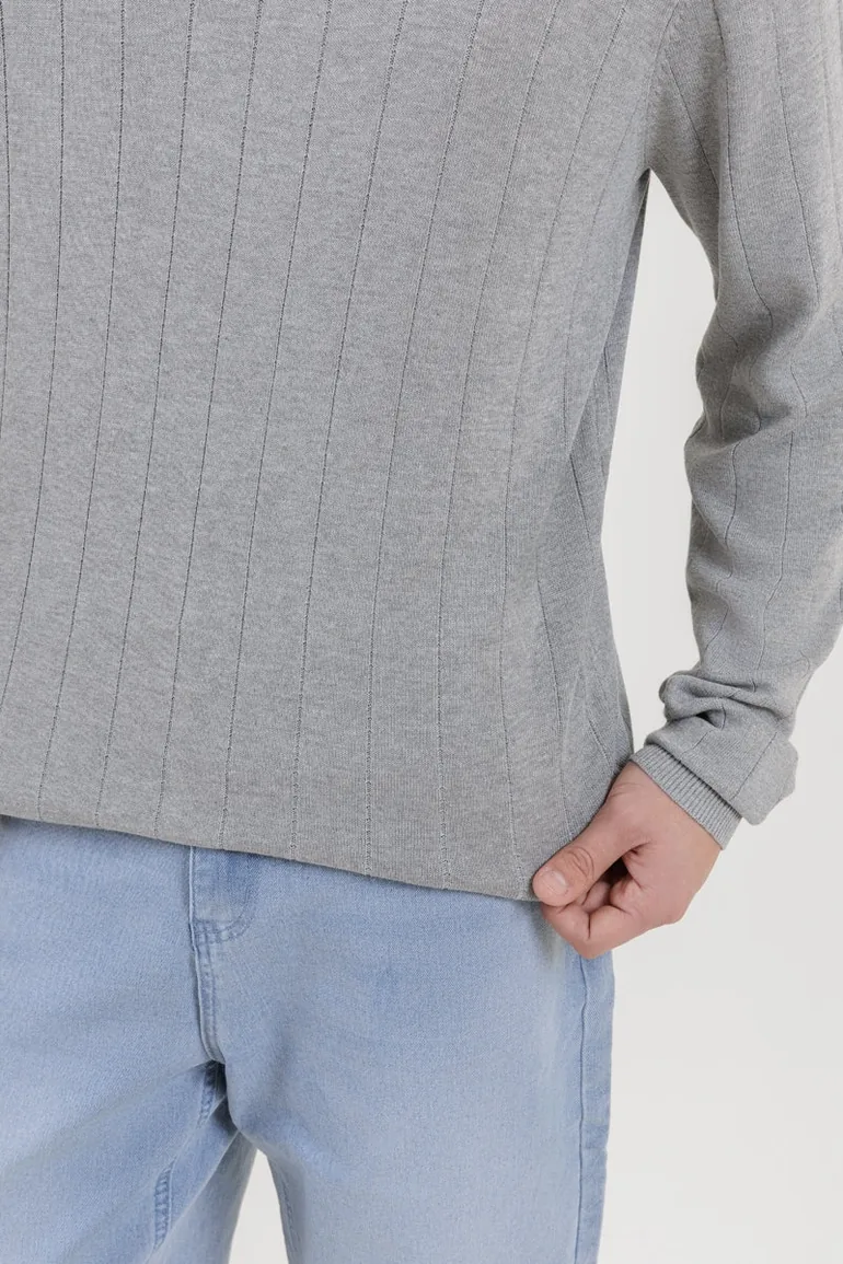 Ribbed Knit Crew Neck Sweater - 3