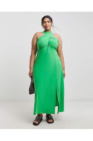 Green Halterneck Maxi Dress