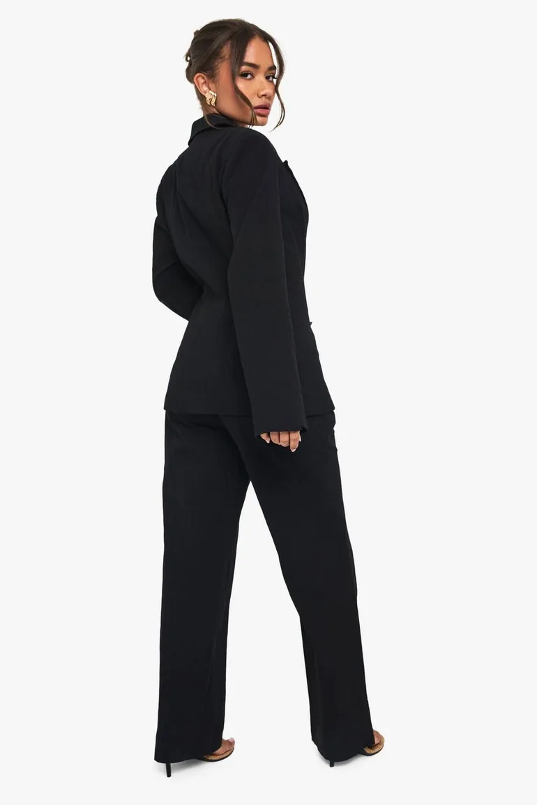 Linen Tailored Straight Leg Trouser - black - 1