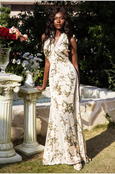 Patricia Floral Halter Neck Maxi Dress