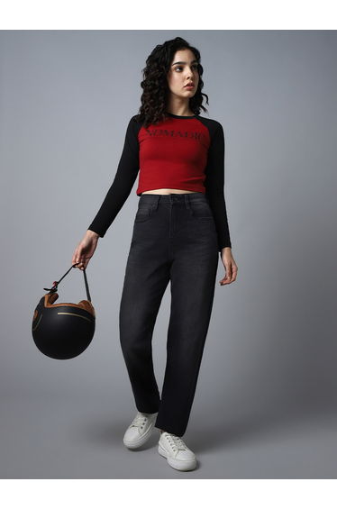Women Black High-Rise Straight Leg Jeans