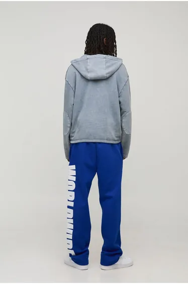 Straight Fit Worldwide Applique Jogger - cobalt