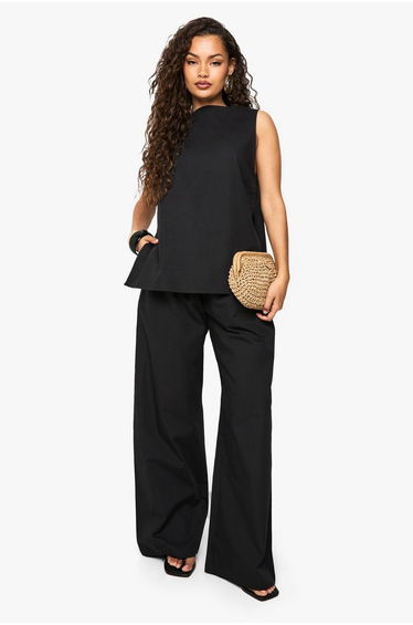 Poplin Sleeveless Blouse & Wide Leg Trouser Co-ord