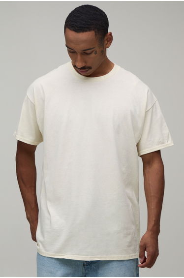 Ecru Oversized Bird Stencil Print T-Shirt - ecru