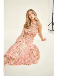 Glamorous Ruffle High-Waisted Maxi Skirt with Smocked Panel - 2