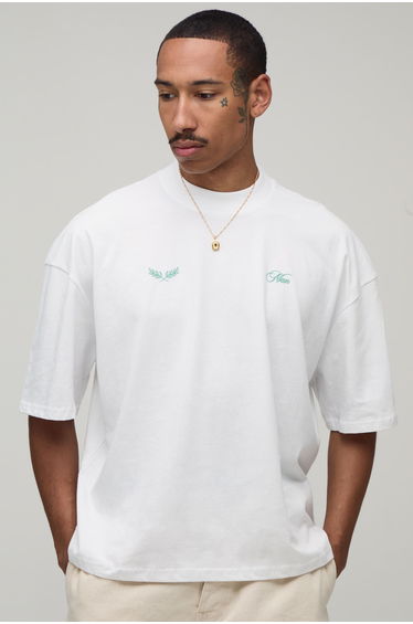 Oversized Boxy Football Pitch Print T-Shirt - white