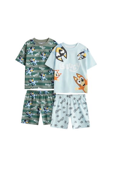 Bluey Boys Bluey & Bingo Short-Sleeved Short Pyjama Set (Pack of 2) - Green/Blue