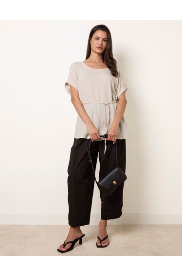 Belted Wide Sleeve Top