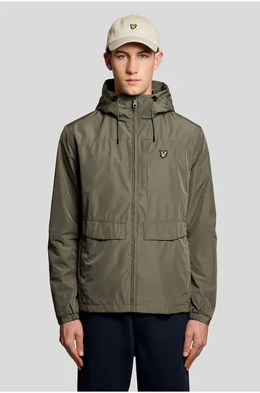 Lightweight Hooded Zip Through Jacket Khaki Ash