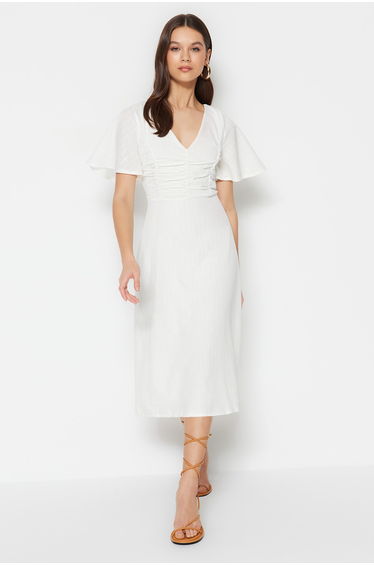 Ruched A-Line Midaxi Dress
