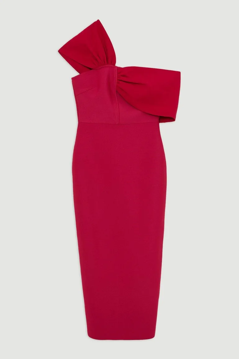 brown off shoulder knit dress Scarf Detail Off The Shoulder Knit Dress Mulberry – Roland Mouret