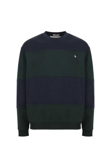 Jack Wills Mens Colour Block Sweatshirt - Pine/Navy