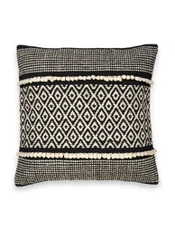 CURICO Geometric Monochrome Embroidered Cotton Cushion Cover