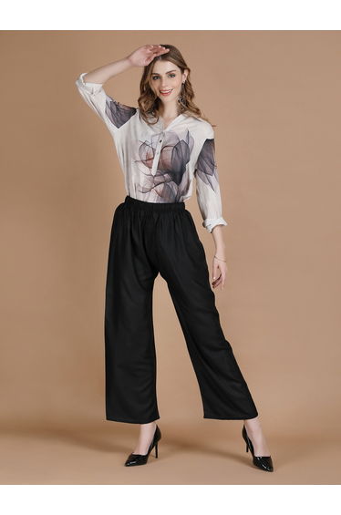 Black Wide Leg Ethnic Palazzos
