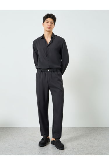 Men Black Slant Pocket Straight Leg Pants