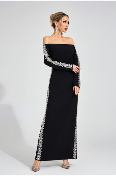 Cecilia Black Diamond Maxi Dress