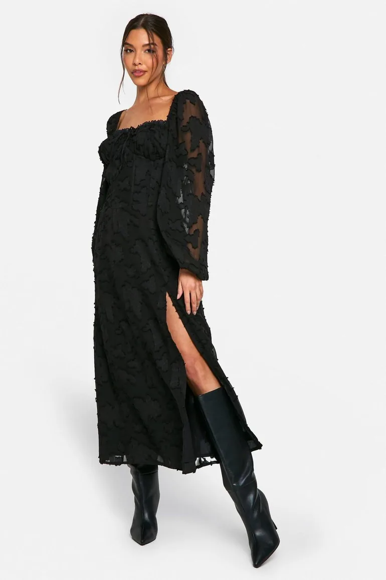milkmaid skater dress boohoo Women's Plus Woven Floral Milkmaid Skater Dress in Black | Size: 22