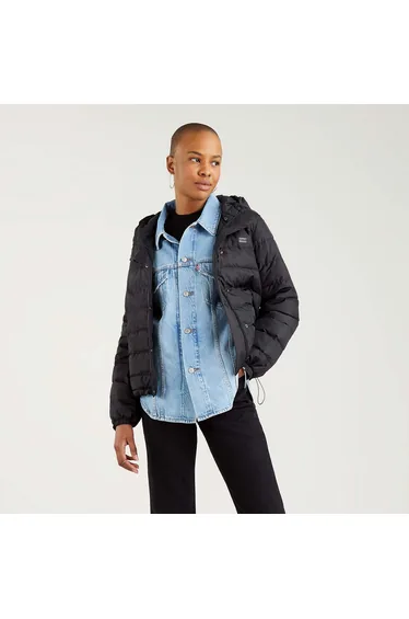 جاكيت ليفيس قطن أسود بطاقية