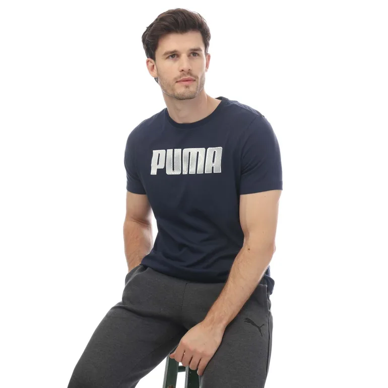 Men's Puma Sportstyle Logo T-Shirt in Blue - 3
