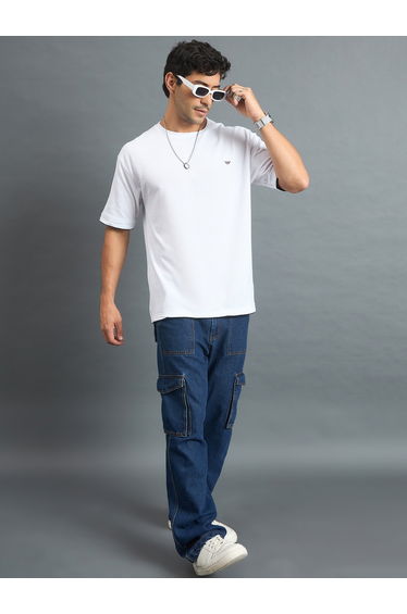 White Cotton Blend Oversized T-Shirt