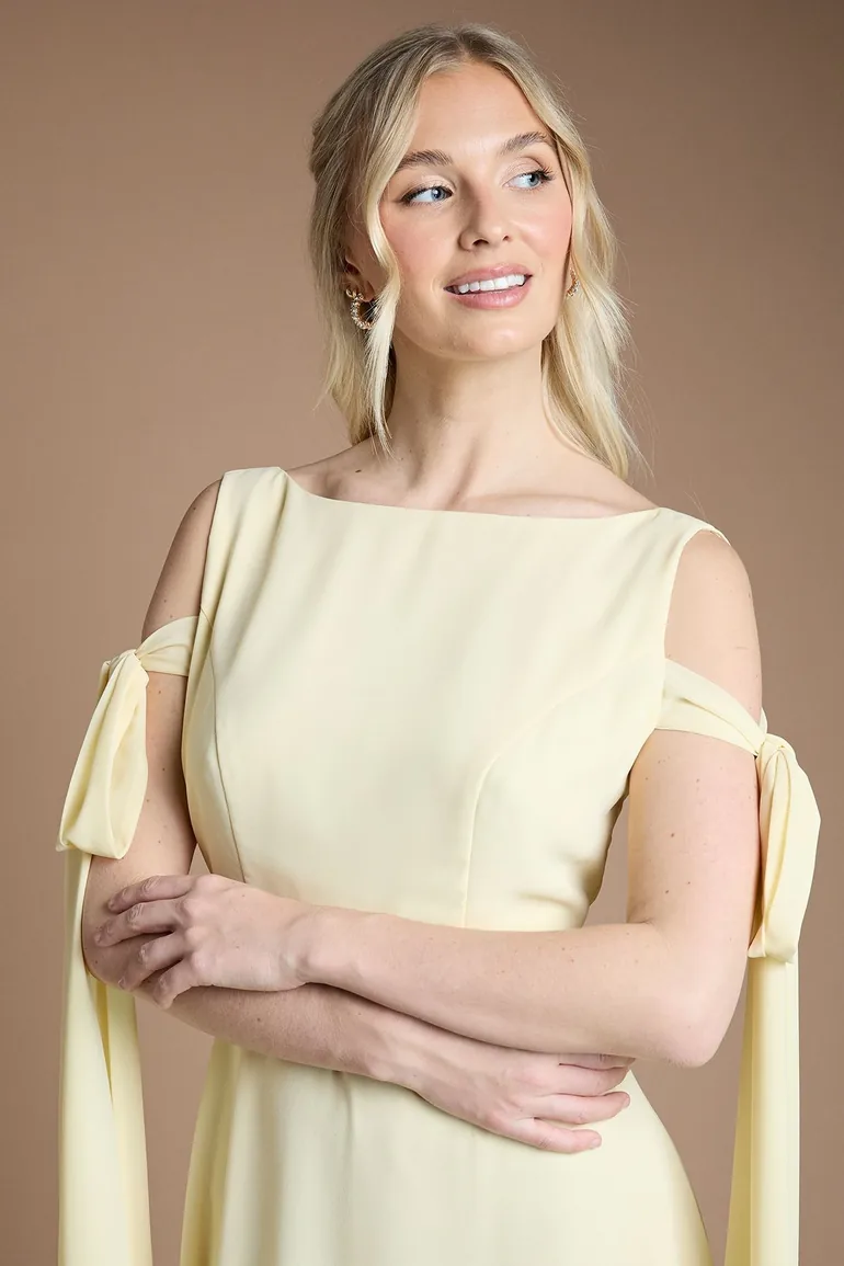 Bow Sleeve Chiffon Bridesmaid Maxi Dress - 3