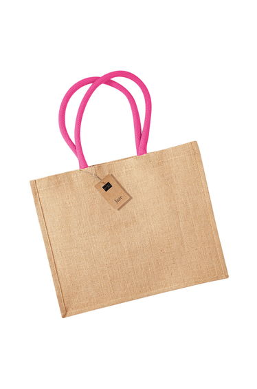 Westford Mill Classic Jute Shopper Bag - Natural/Fuchsia