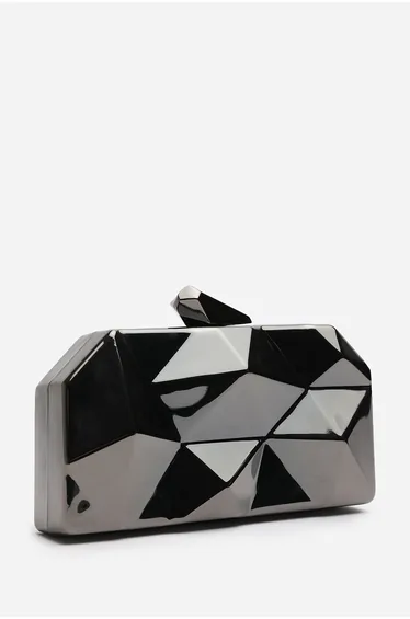 Rica Geometric Clutch Bag In Black