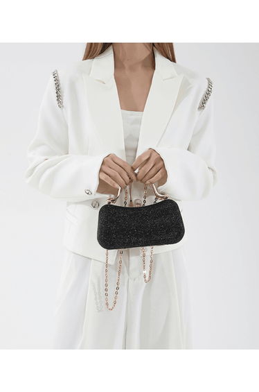 Black Embellished Crystal Clutch