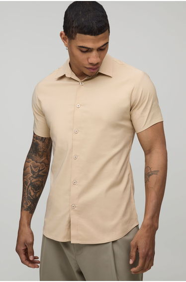 Stretch Fit Short Sleeve Shirt - neutral