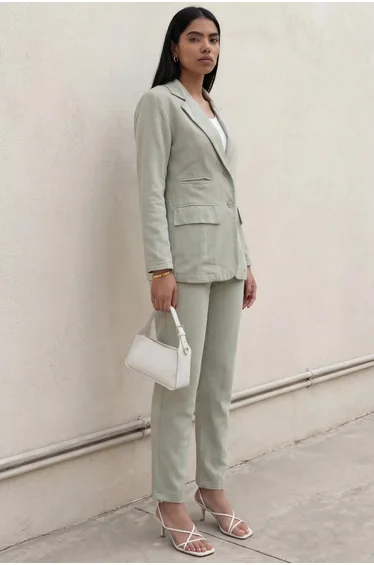 MY FASHION Buttoned Jacket Collar Two-Piece Set