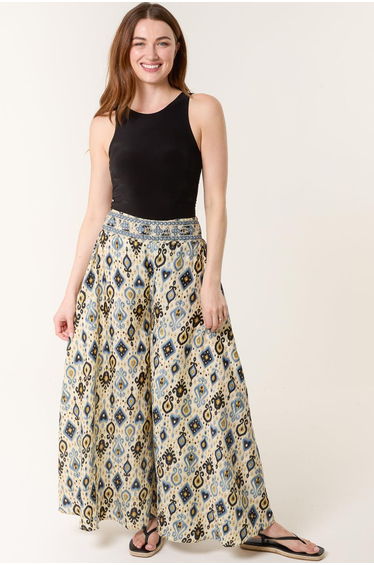 Shirred Wide Leg Trouser