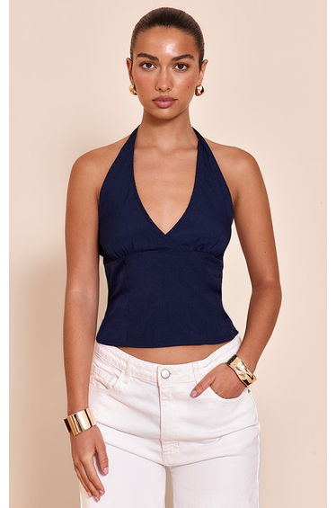 Navy Halterneck Cami Top