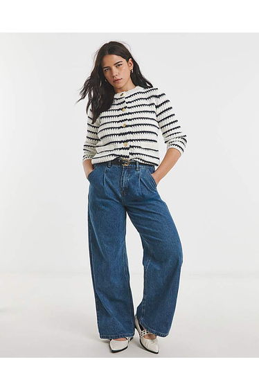 Stripe Crew Neck Cardigan