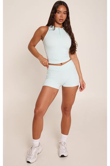 Blue Sculpt Cross Front Gym Shorts