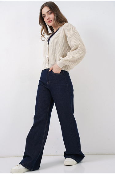 BDART Ribbed Textured Crop Cardigan with Button Closure
