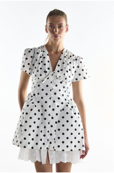 Big White Spot Corset Mini Skater Dress