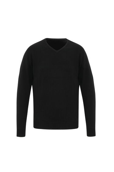 Premier Mens Essential Acrylic V-Neck Sweater - Black