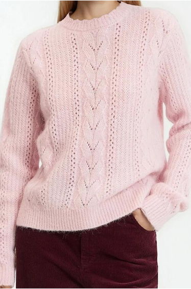Wool and Alpaca Blend Pullover in Openwork Knit