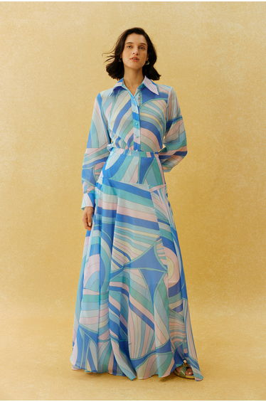 Chill Vibes Blue Abstract Print Shirt & Skirt Set
