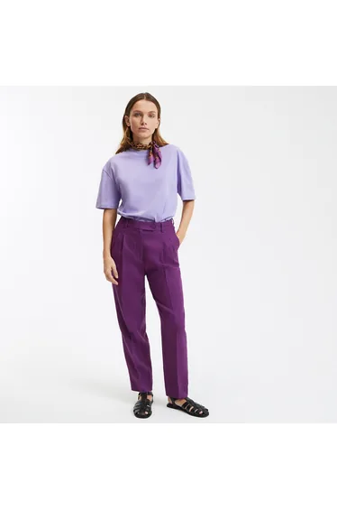 Linen Cigarette Trousers with High Waist