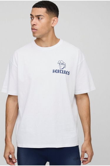 Oversized Disney Hercules License T-Shirt - white