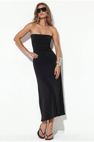 BUSEM Strapless Straight Maxi Dress With Slit